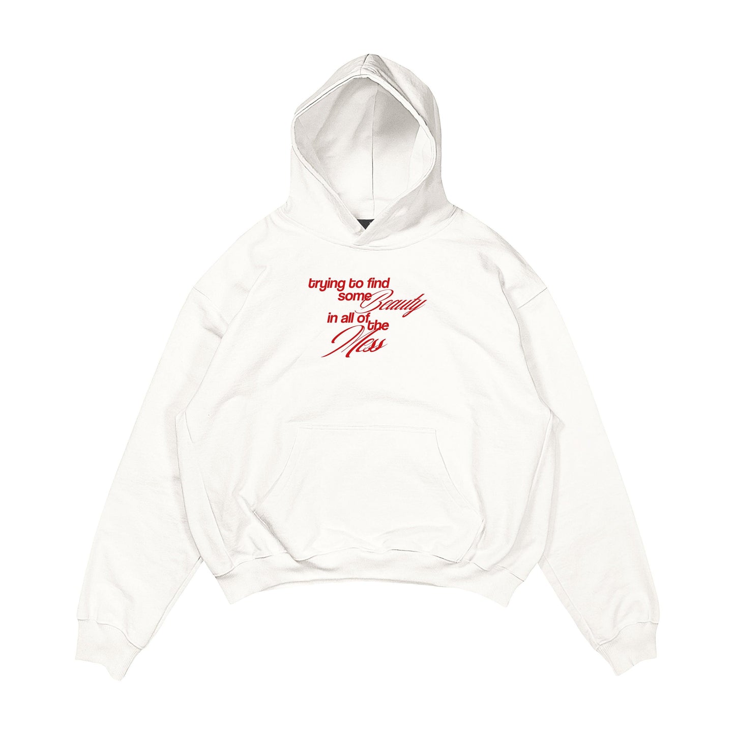 Aesthetic, aşk desenli, pinterest tarzı, günlük kullanıma uygun olarak pamuklu kumaştan üretilmiş oversize ekru renk hoodie.