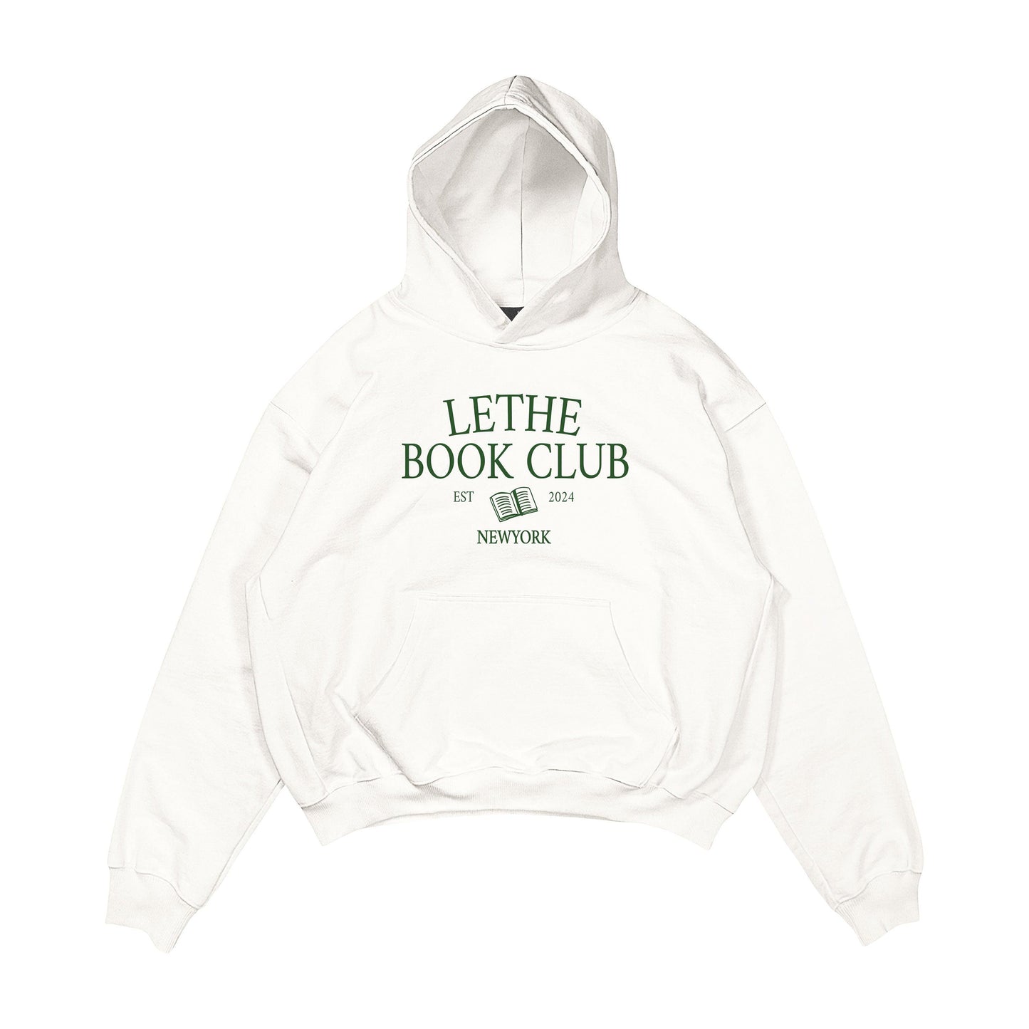 Aesthetic, book club desenli, kitap okumayı sevenlere uygun, cozy, günlük kullanıma uygun olarak pamuklu kumaştan üretilmiş oversize ekru renk hoodie.