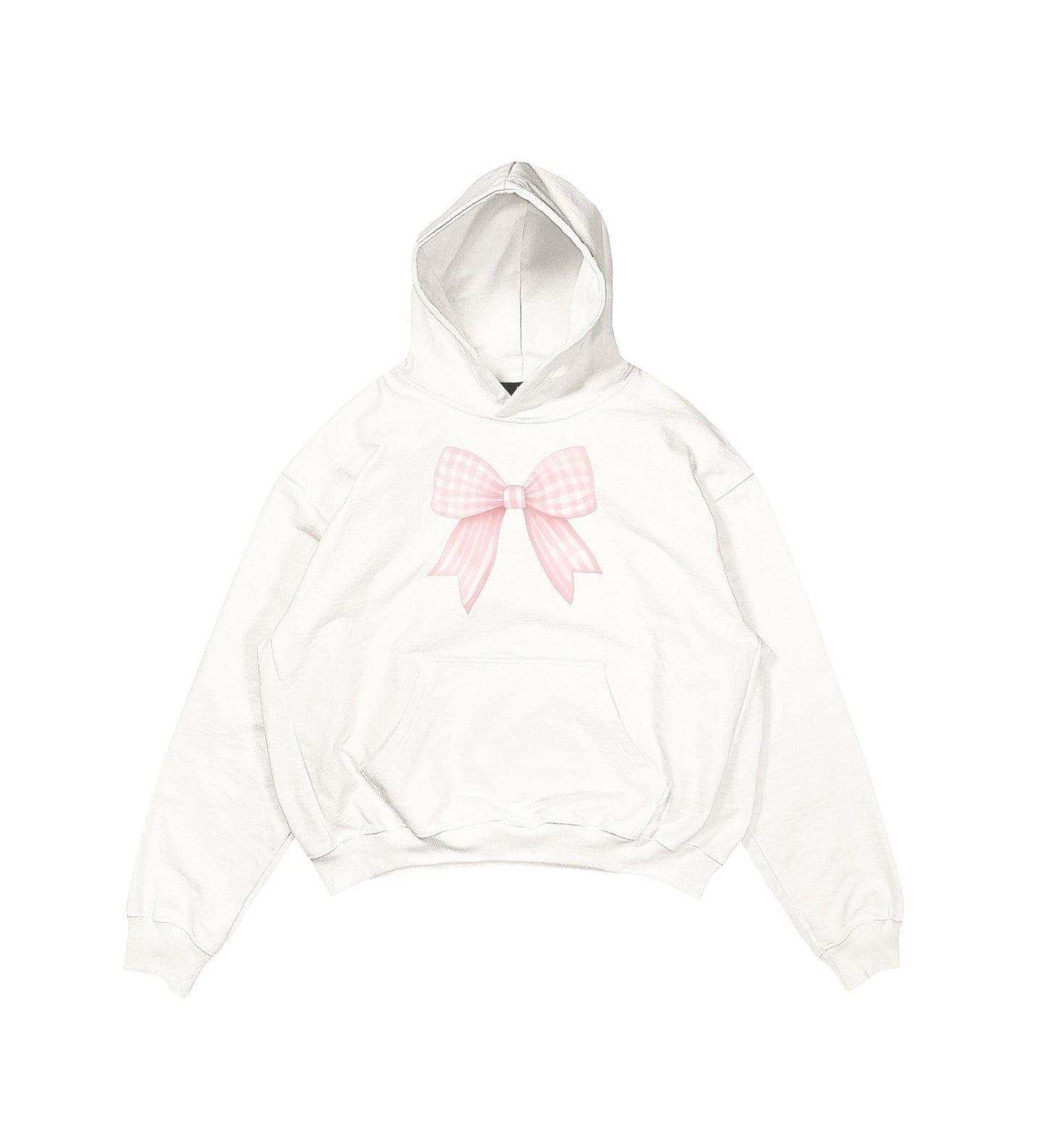 Aesthetic, ribbon desenli, ribbon, coquette, pinterest tarzı baskılı, günlük kullanıma uygun olarak pamuklu kumaştan üretilmiş oversize ekru hoodie.