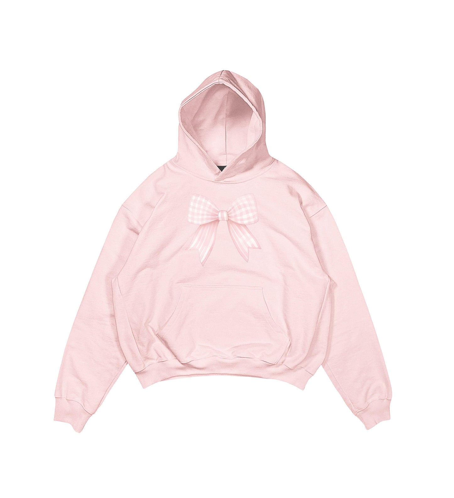 Aesthetic, ribbon desenli, ribbon, coquette, pinterest tarzı baskılı, günlük kullanıma uygun olarak pamuklu kumaştan üretilmiş oversize pembe hoodie.