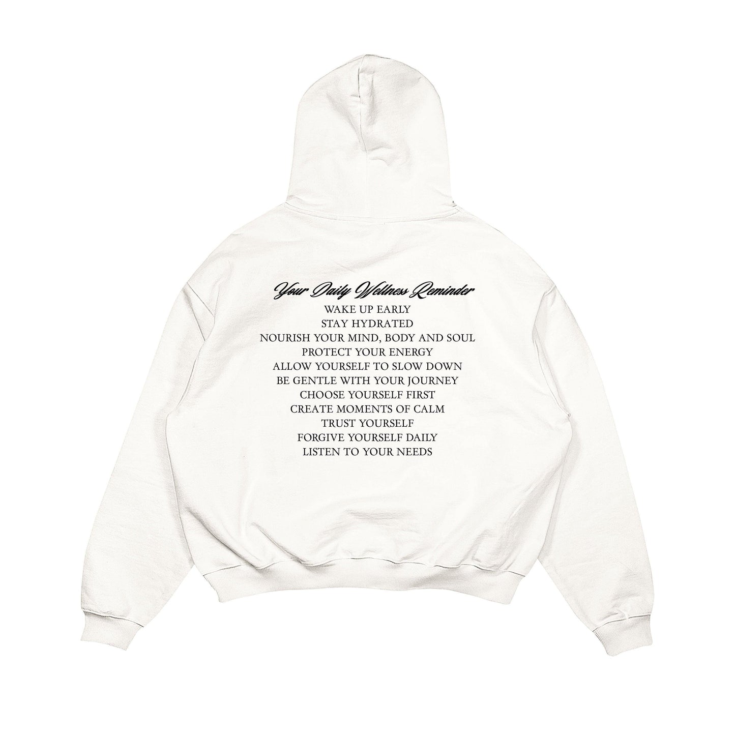 Aesthetic, motivasyon desenli, cozy, pinterest tarzı, günlük kullanıma uygun olarak pamuklu kumaştan üretilmiş oversize ekru renk hoodie.