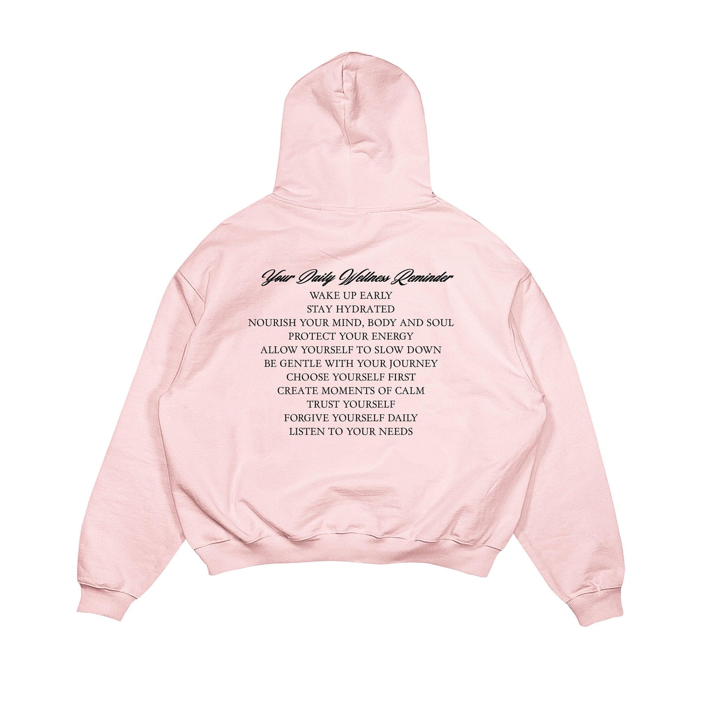Aesthetic, motivasyon desenli, cozy, pinterest tarzı, günlük kullanıma uygun olarak pamuklu kumaştan üretilmiş oversize pembe renk hoodie.