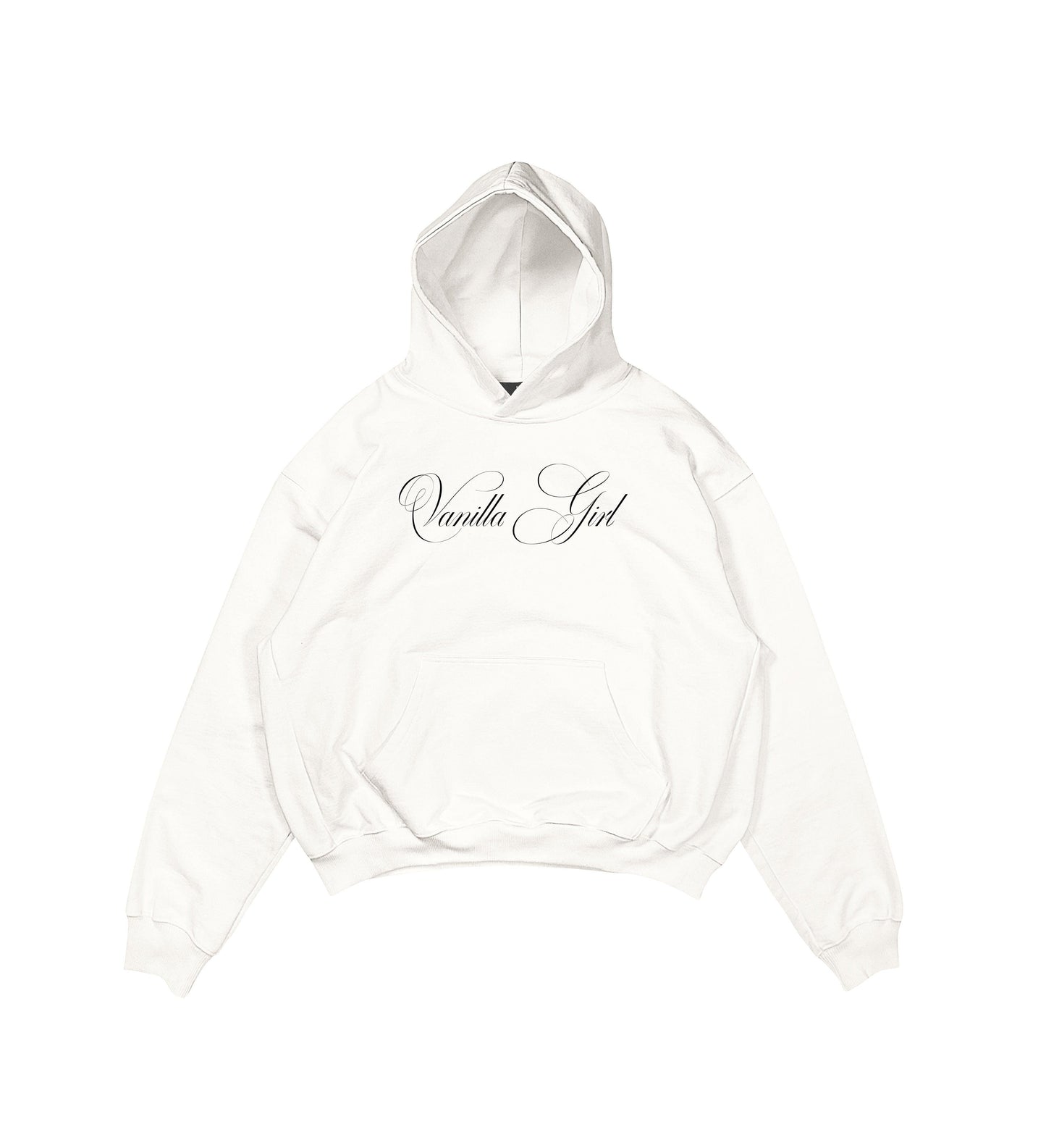 Aesthetic, vanilla girl desenli, pinterest tarzı, günlük kullanıma uygun olarak pamuklu kumaştan üretilmiş oversize ekru renk hoodie.