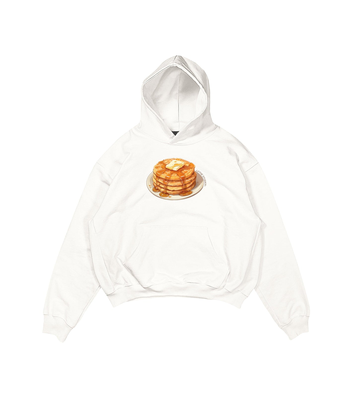 Aesthetic, waffle desenli, pinterest tarzı, günlük kullanıma uygun olarak pamuklu kumaştan üretilmiş oversize ekru renk hoodie.