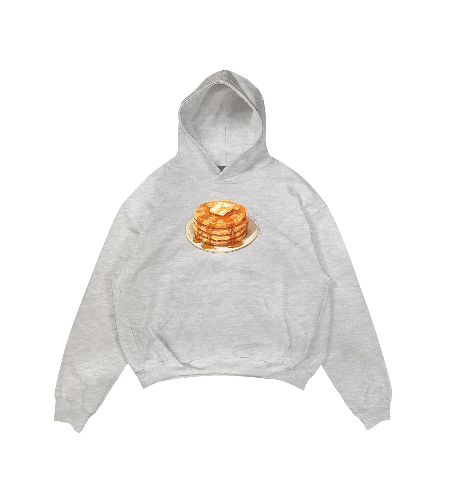 Aesthetic, waffle desenli, pinterest tarzı, günlük kullanıma uygun olarak pamuklu kumaştan üretilmiş oversize gri renk hoodie.