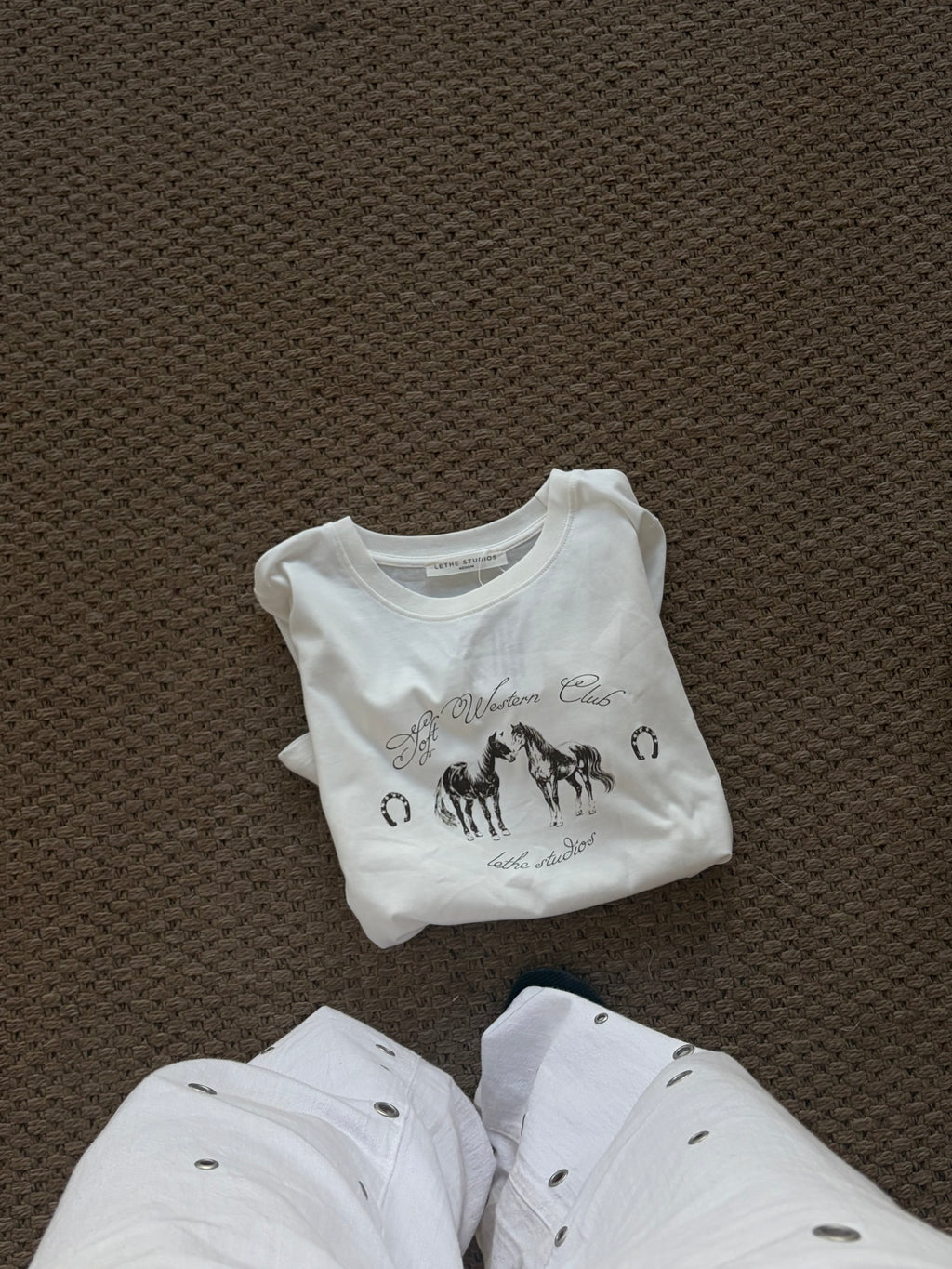 Soft Western Club Baby Tee - Ekru - Baby Tee - Lethe Studios