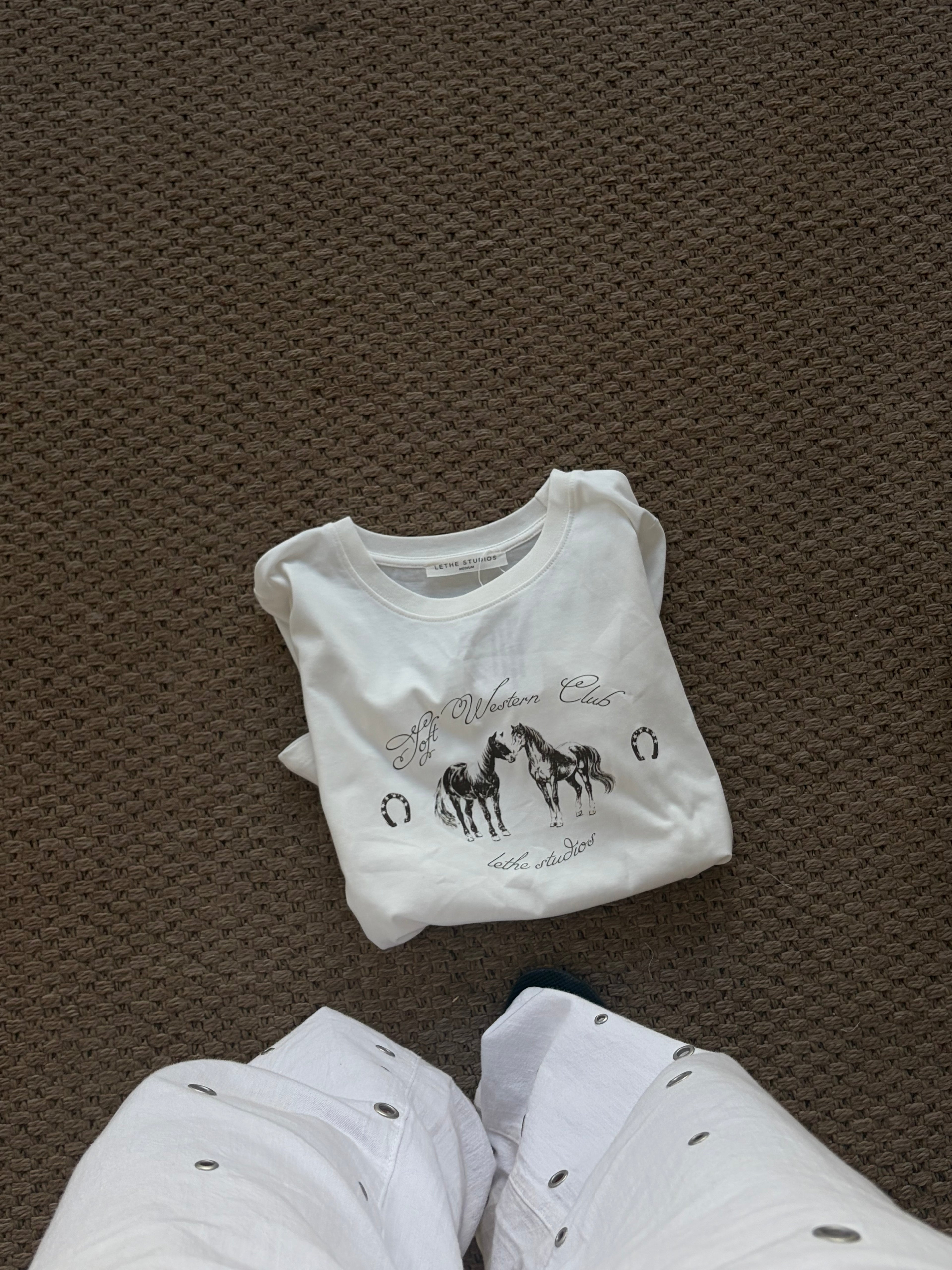 Soft Western Club Baby Tee - Ekru - Baby Tee - Lethe Studios