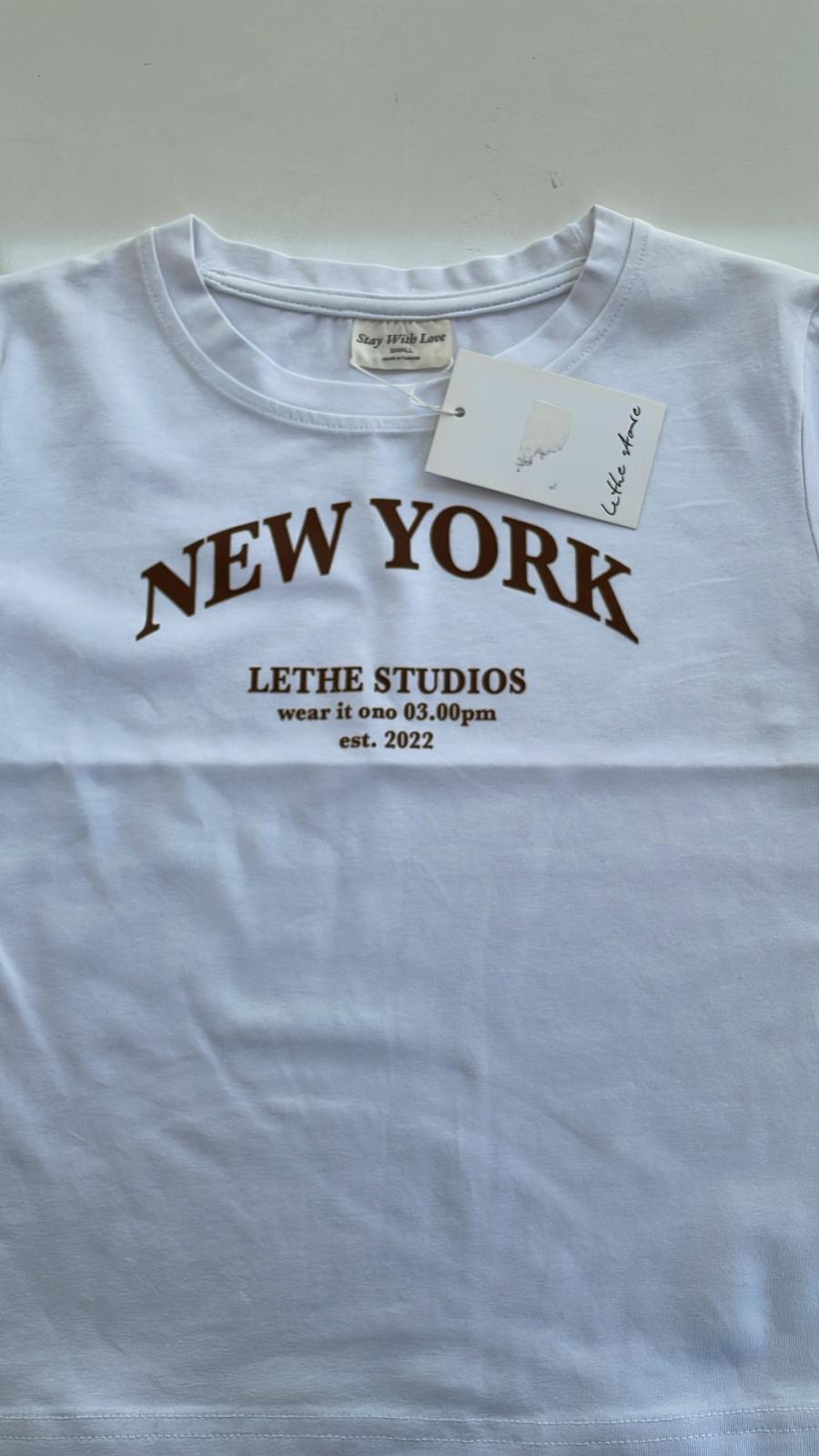 NEW YORK BABY TEE - S BEYAZ