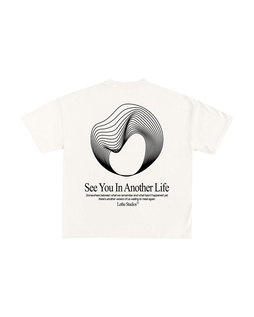 Another Life T-Shirt - Ekru - Arka - Boxy Fit - Lethe Studios