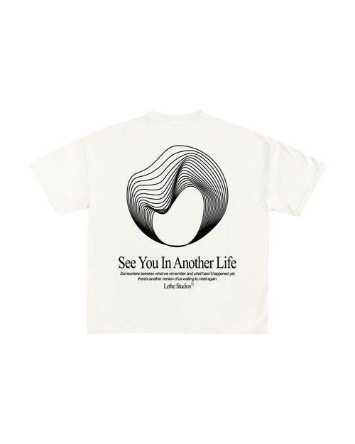Another Life T-Shirt - Ekru - Arka - Boxy Fit - Lethe Studios