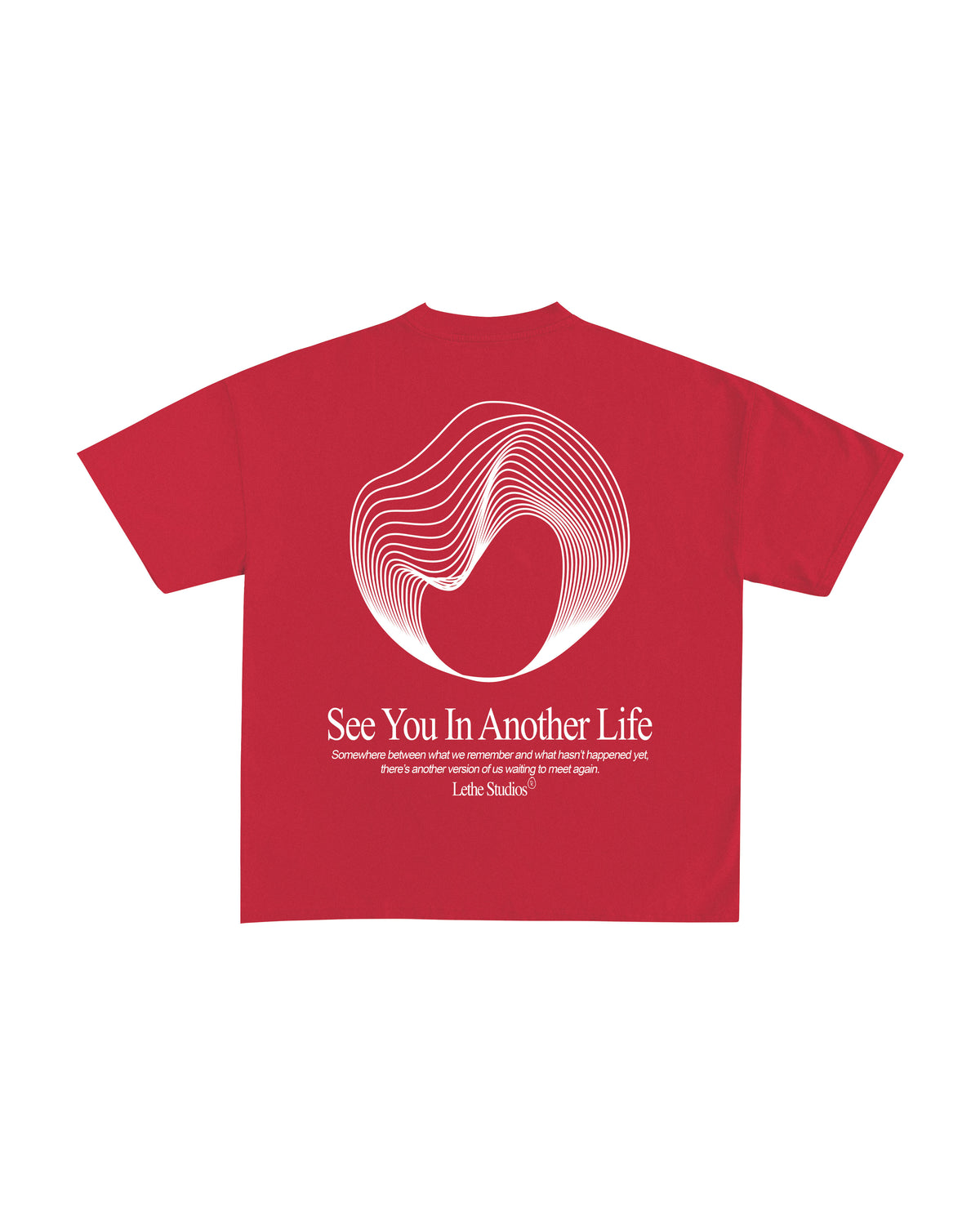 Another Life T-Shirt - Kırmızı - Arka - Boxy Fit - Lethe Studios