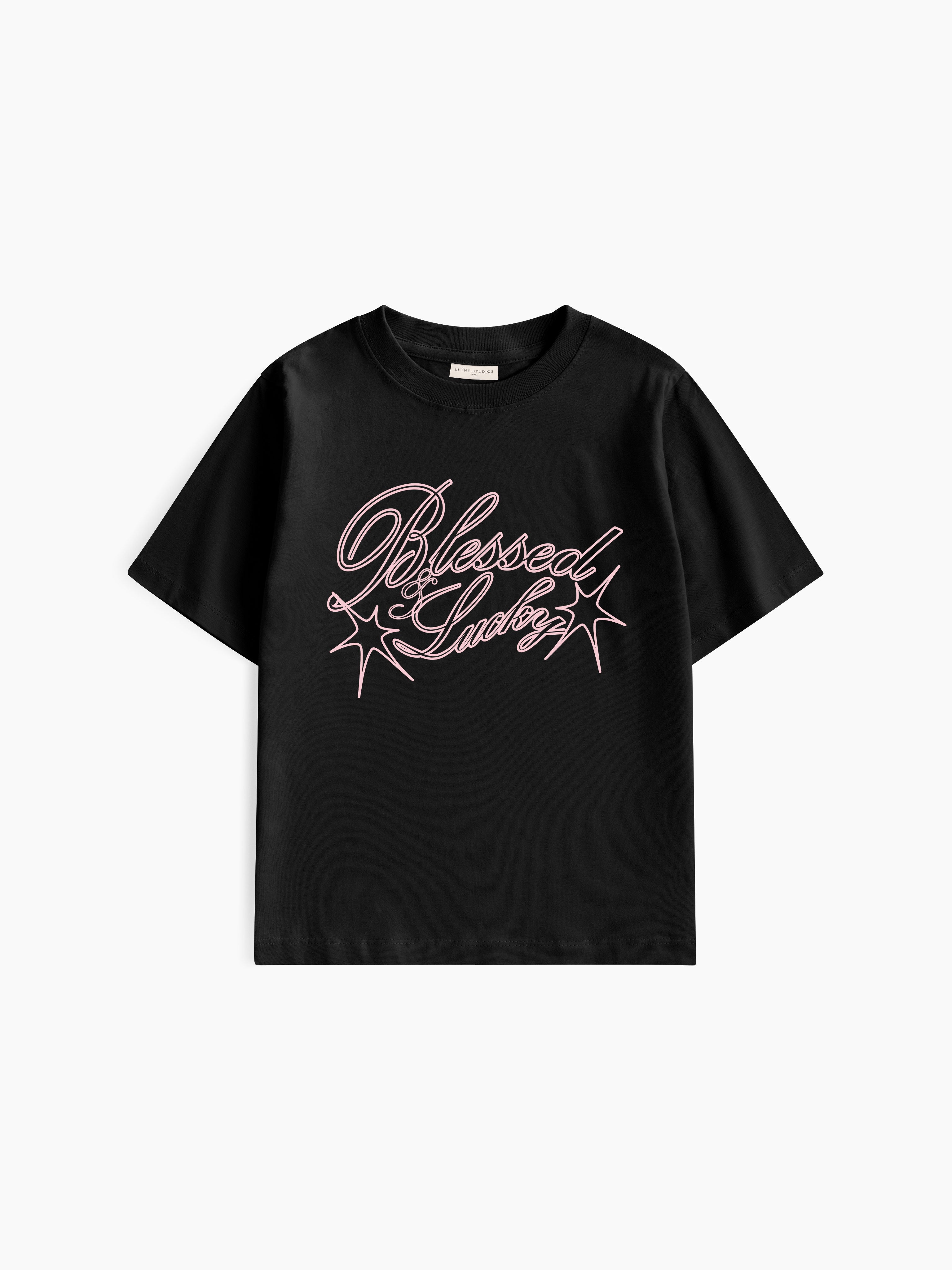 Blessed & Lucky Baby Tee - Siyah - Baby Tee - Lethe Studios