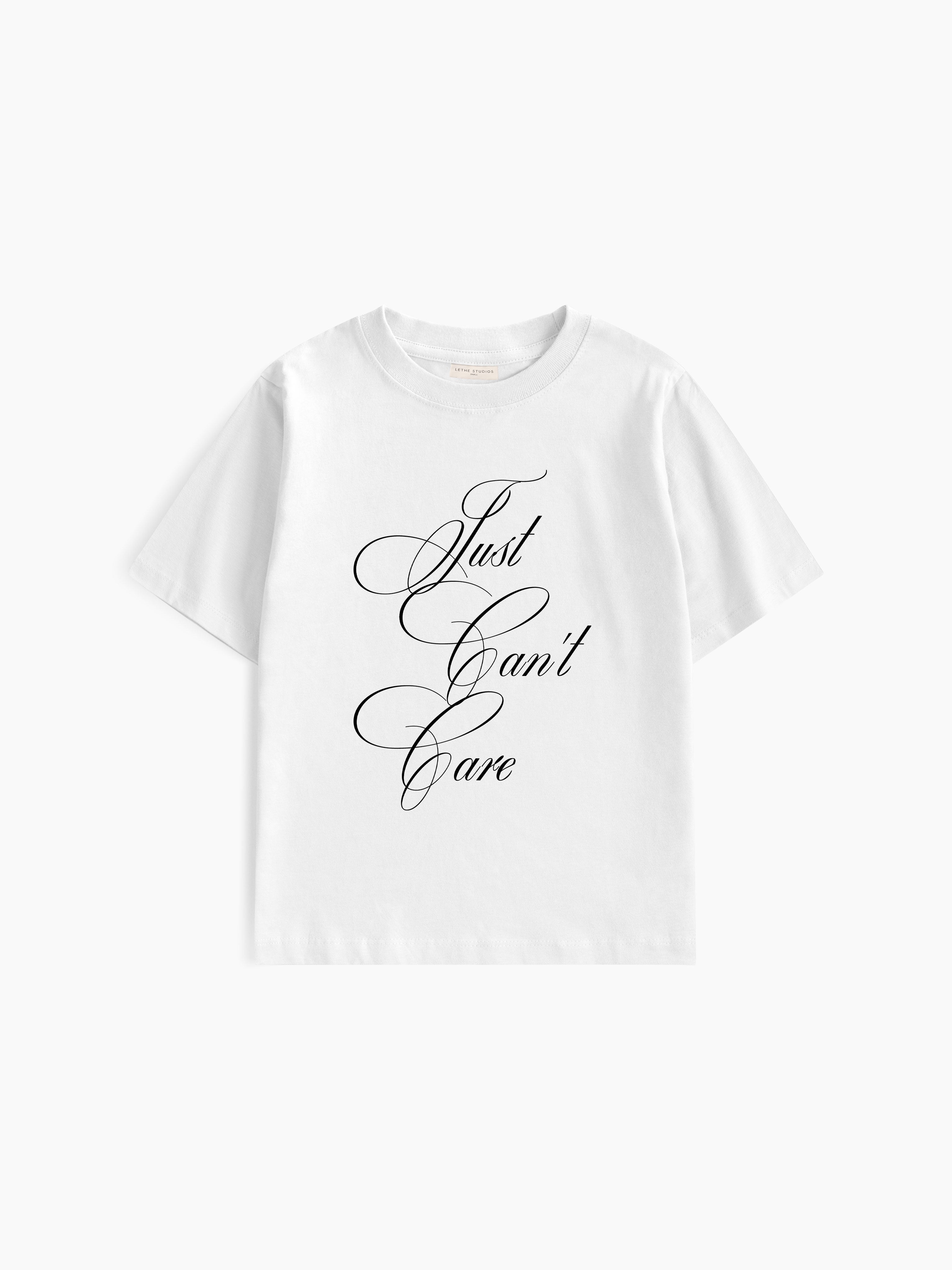 Can't Care Baby Tee - Ekru - Baby Tee - Lethe Studios