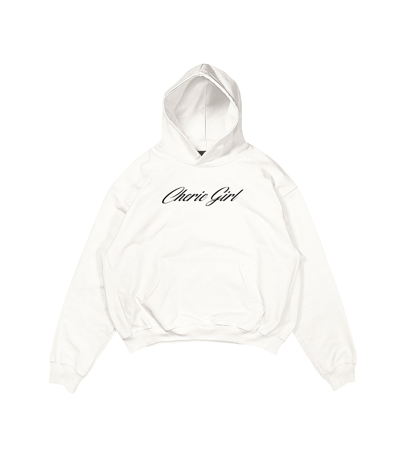 Aesthetic, cherie girl desenli, pinterest tarzı, günlük kullanıma uygun olarak pamuklu kumaştan üretilmiş oversize ekru renk hoodie.