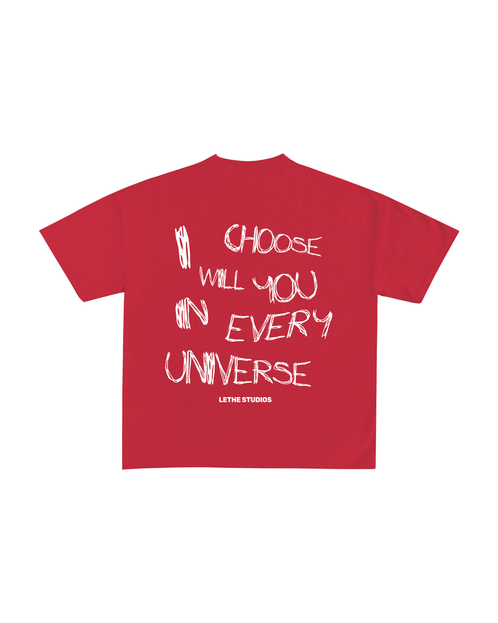 Choose You T-Shirt - Kırmızı - Boxy Fit - Lethe Studios