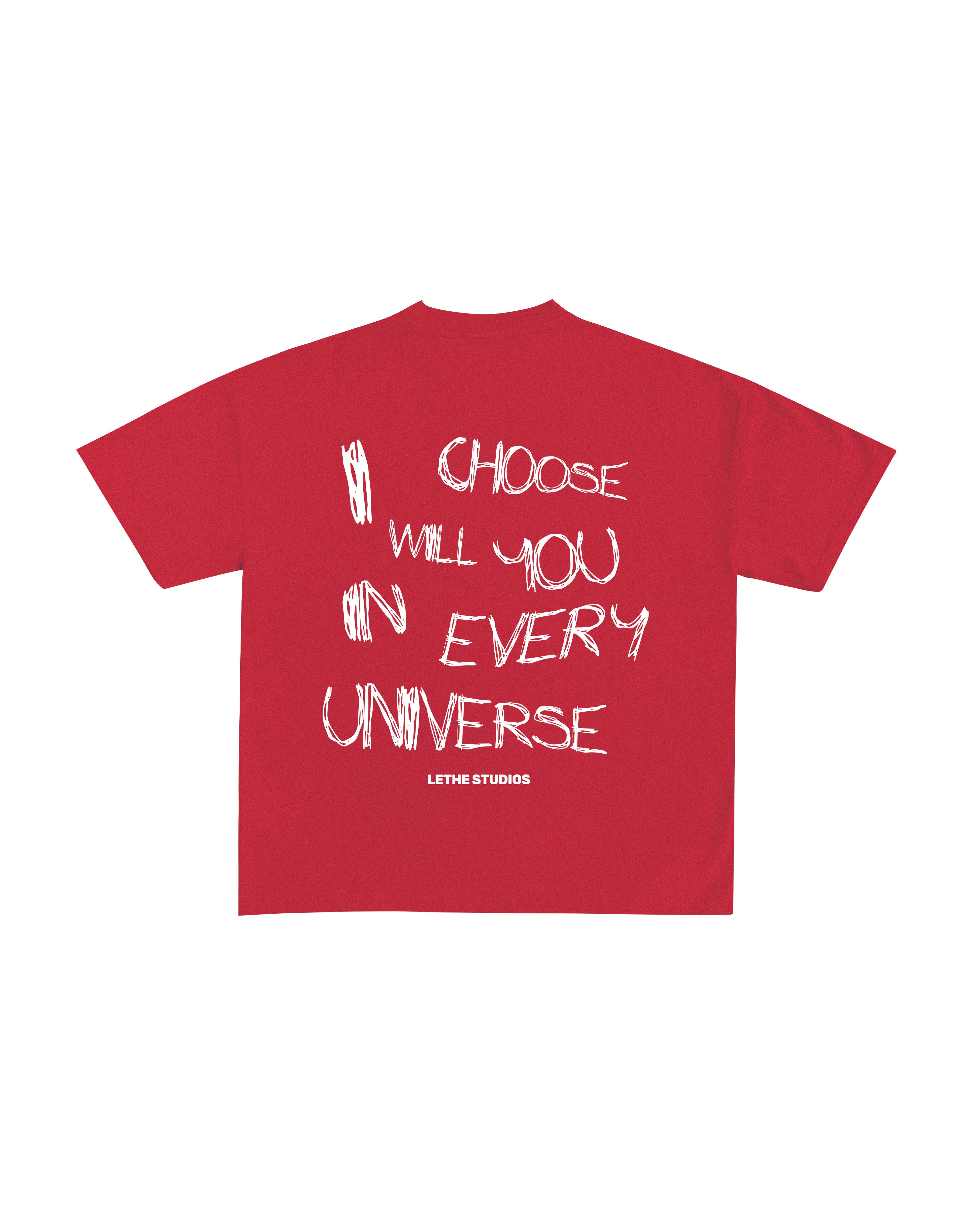 Choose You T-Shirt - Kırmızı - Boxy Fit - Lethe Studios