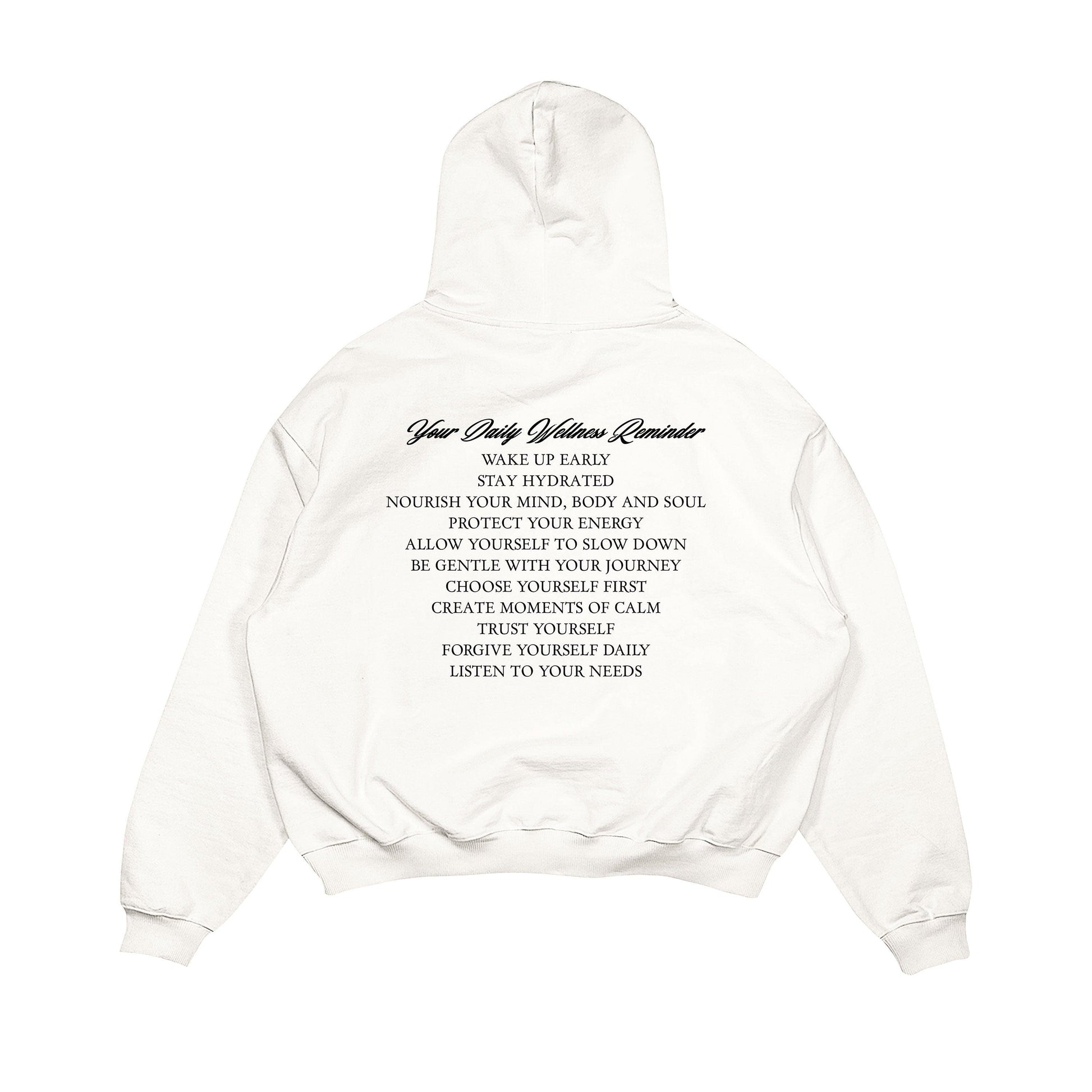 Aesthetic, motivasyon desenli, cozy, pinterest tarzı, günlük kullanıma uygun olarak pamuklu kumaştan üretilmiş oversize ekru renk hoodie.