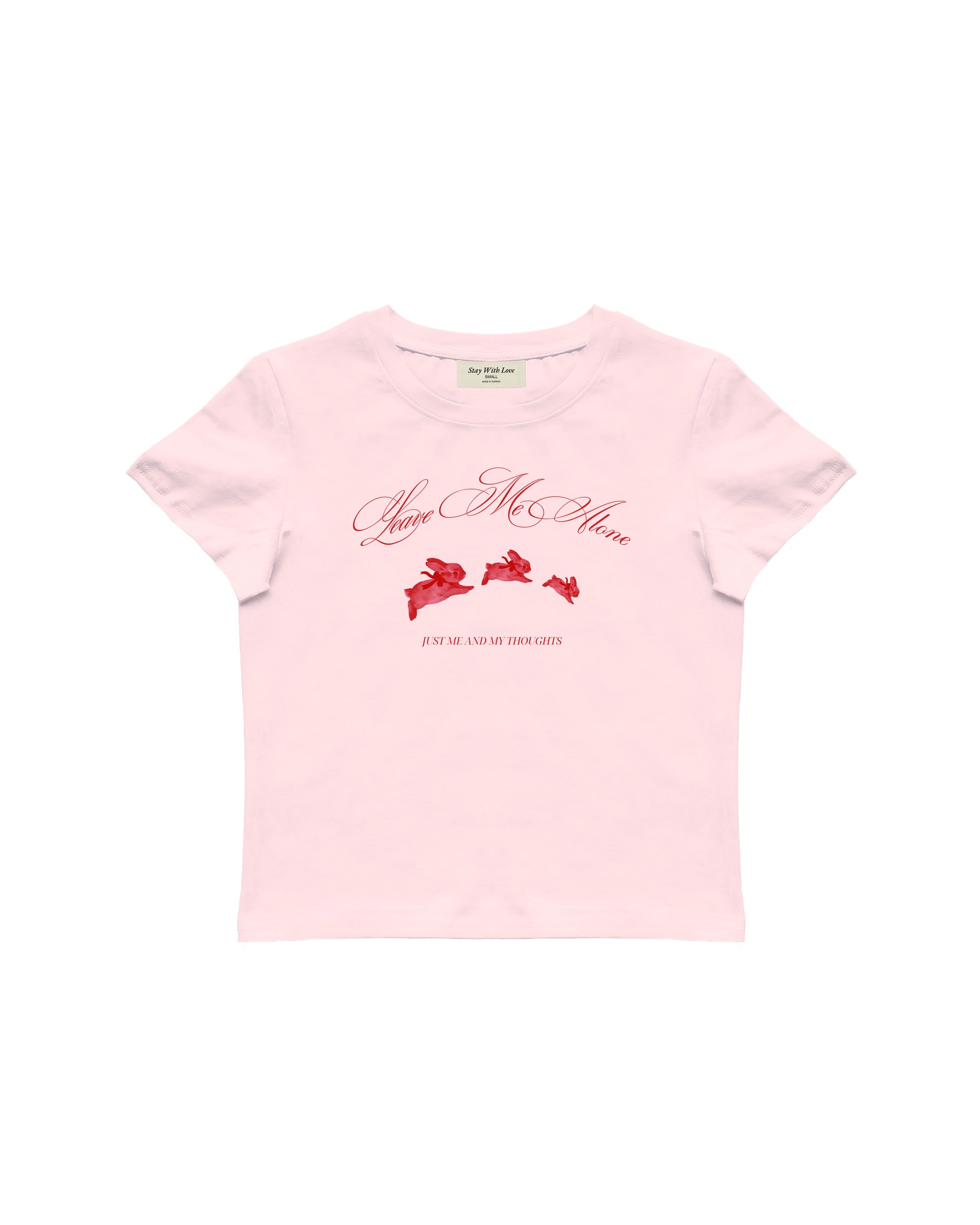 LEAVE ME ALONE BABY TEE - S PEMBE