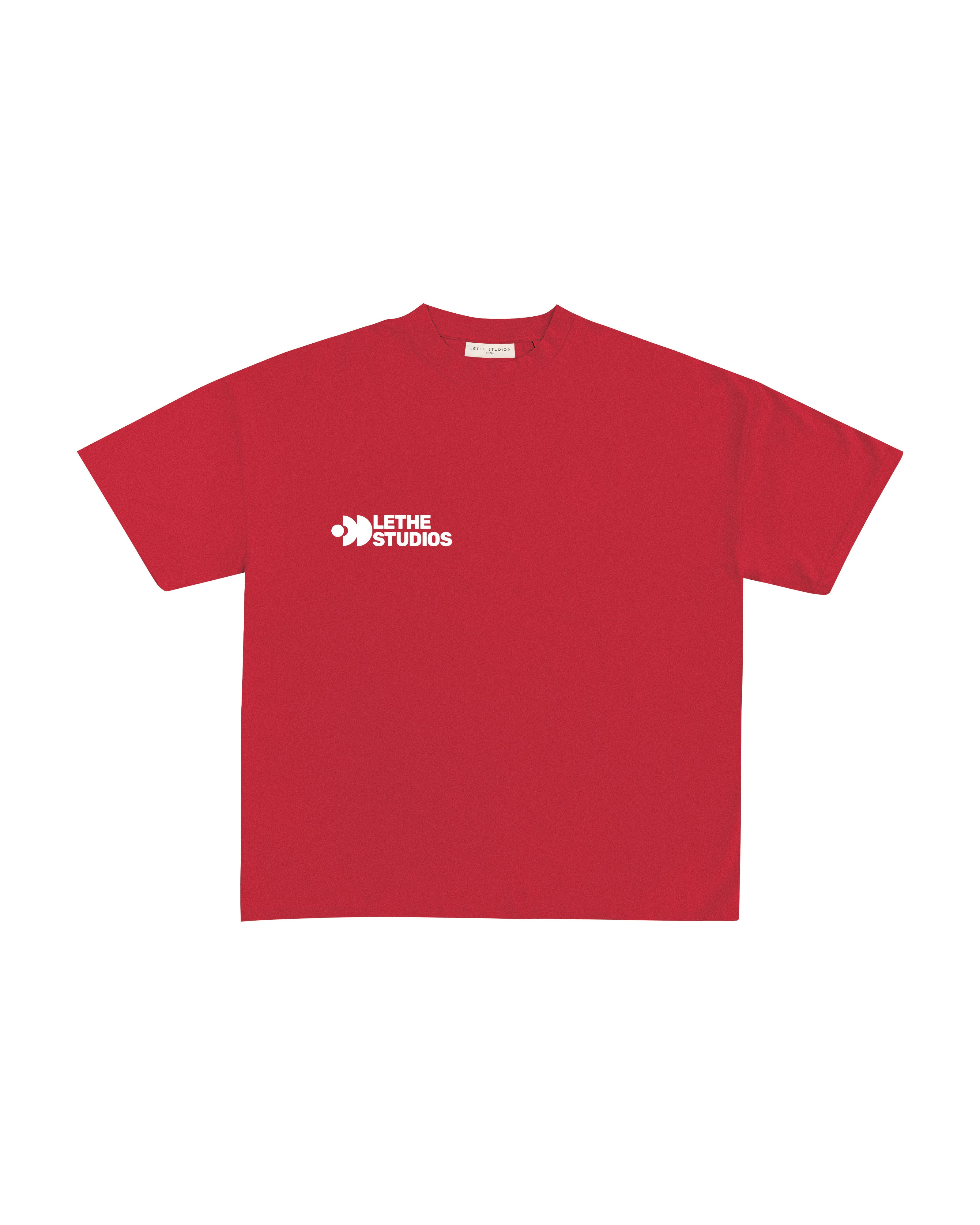 Lethe Logo 01 T-Shirt - Kırmızı - Boxy Fit - Lethe Studios