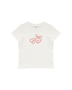 LETTERED HEART LOCKET BABY TEE - KİŞİSELLEŞTİRİLEBİLİR