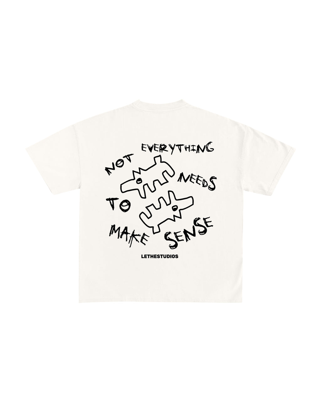 Make Sense T-Shirt - Ekru - Arka - Boxy Fit - Lethe Studios