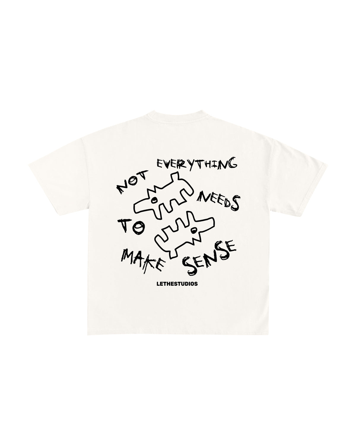 Make Sense T-Shirt - Ekru - Arka - Boxy Fit - Lethe Studios