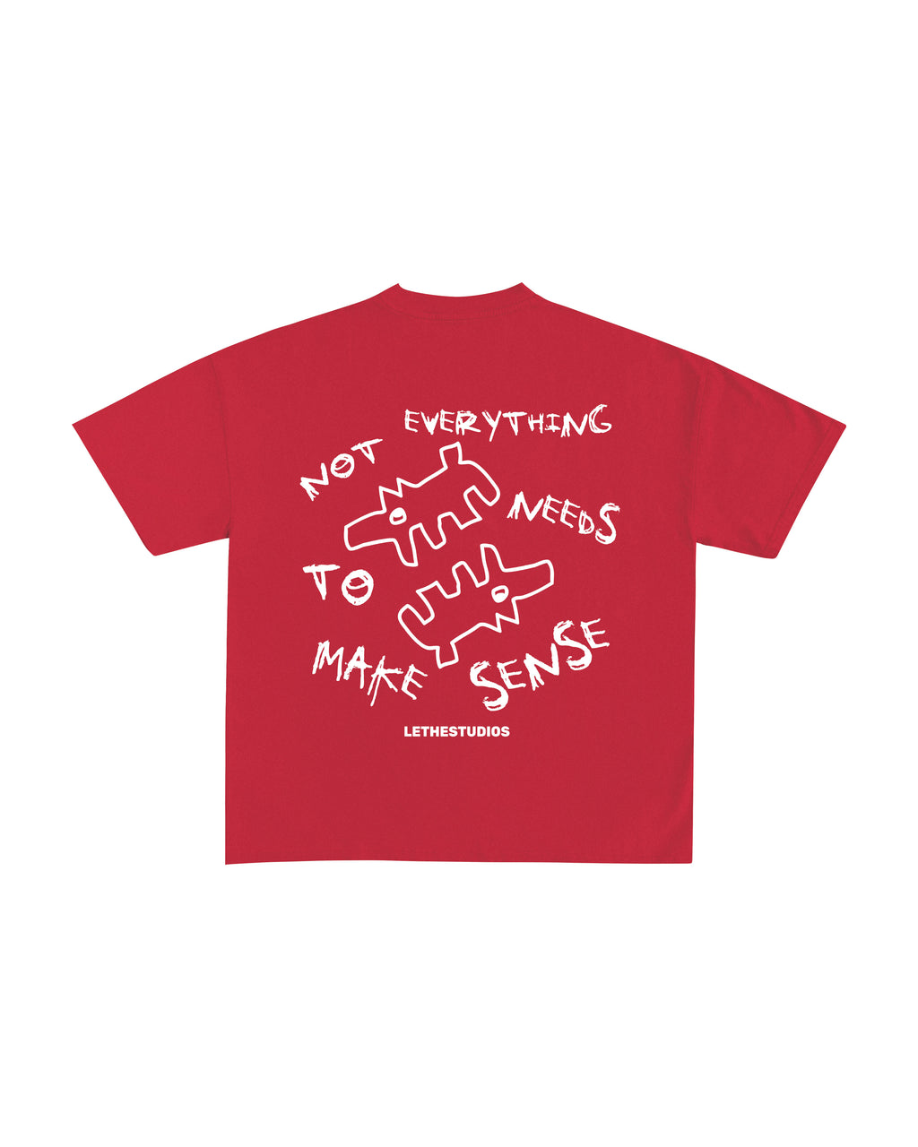 Make Sense T-Shirt - Kırmızı - Arka - Boxy Fit - Lethe Studios