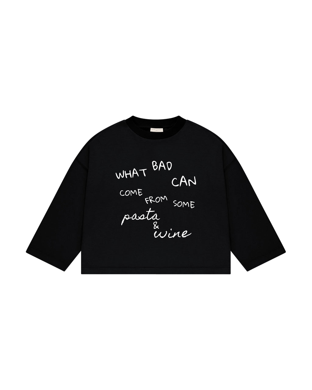 Pasta & Wine Uzun Kollu T-Shirt - Siyah - Uzun Kollu T-Shirt - Lethe Studios