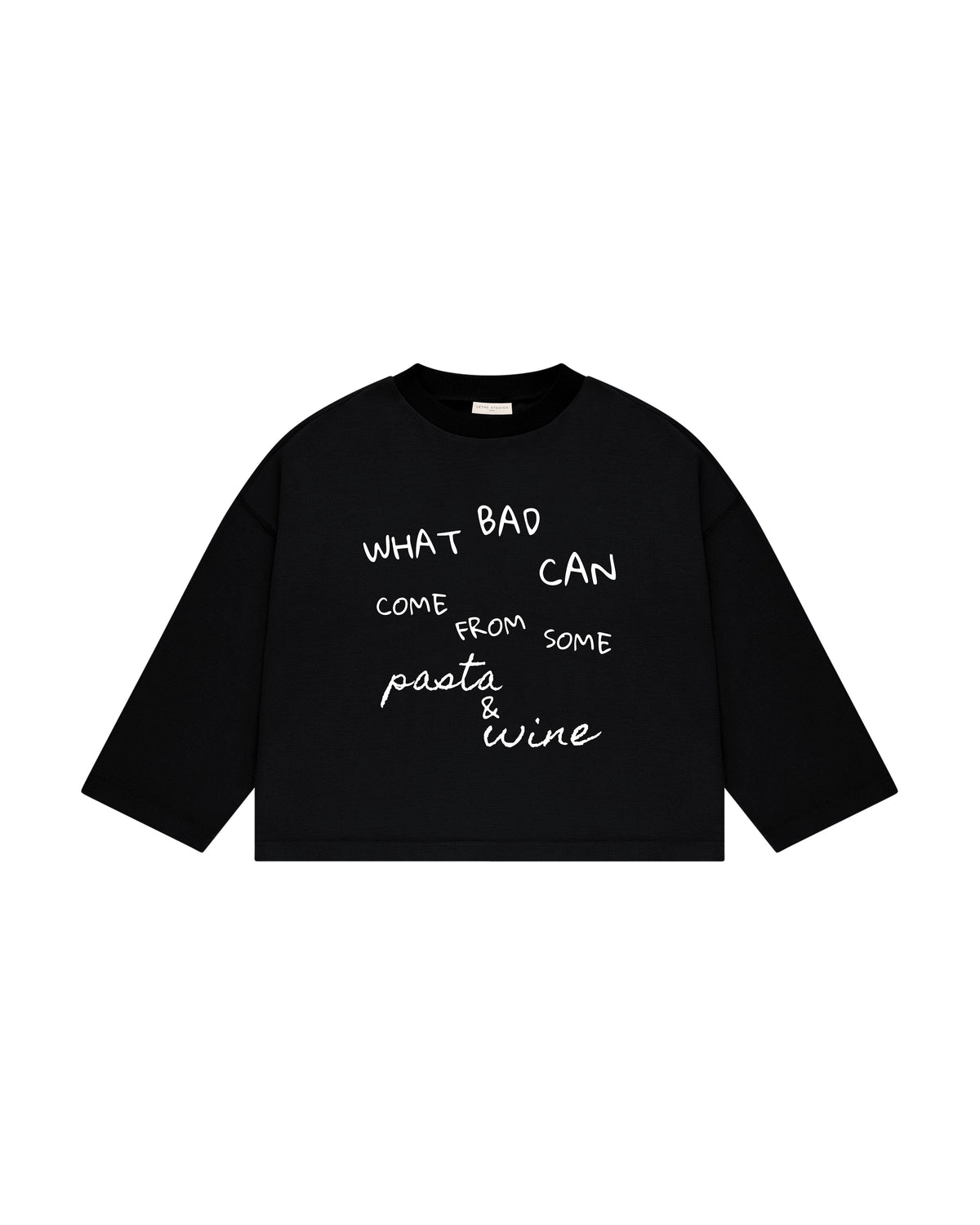 Pasta & Wine Uzun Kollu T-Shirt - Siyah - Uzun Kollu T-Shirt - Lethe Studios