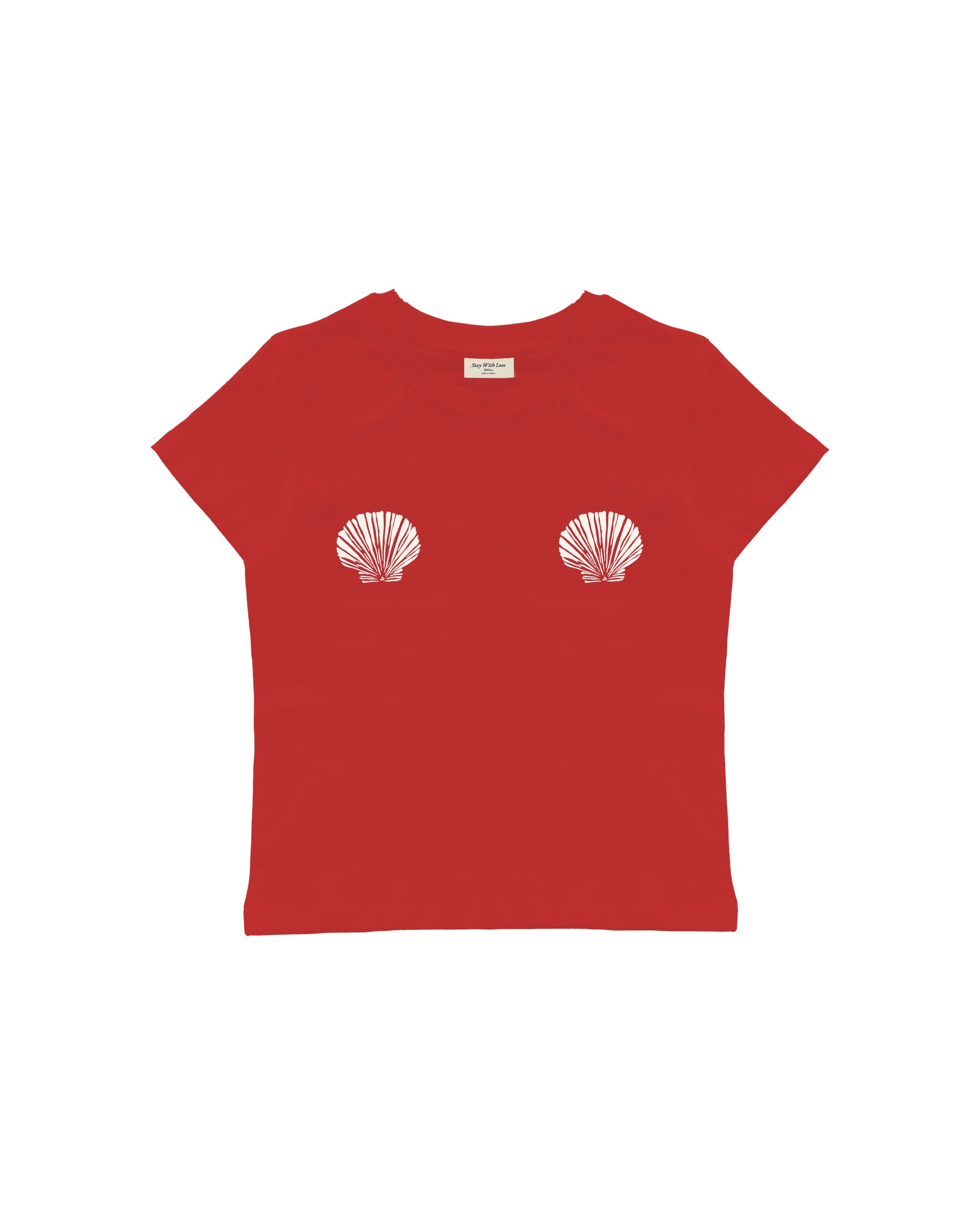 SHELL ME MORE BABY TEE - SMALL KIRMIZI