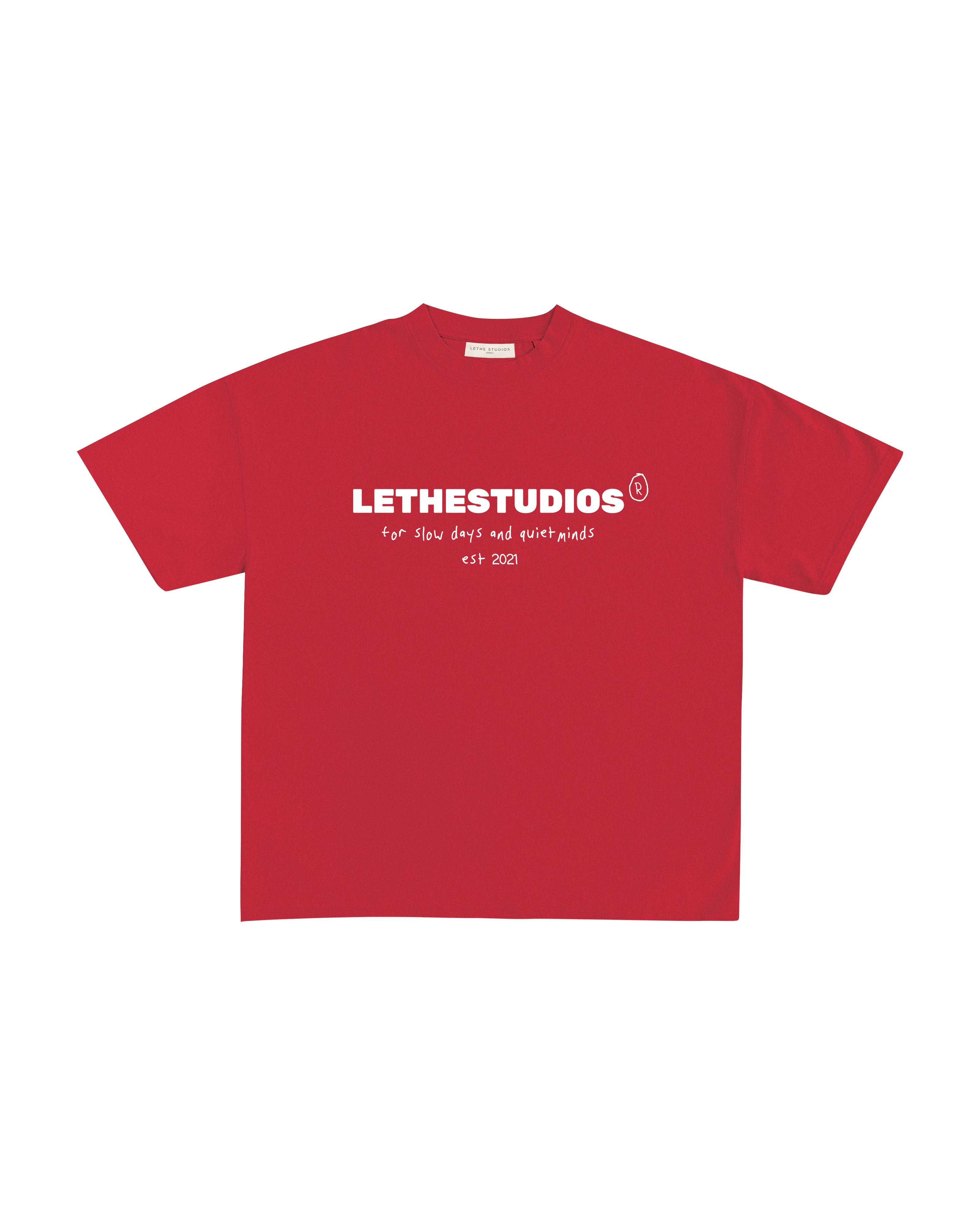 Slow Days T-Shirt - Kırmızı - Boxy Fit - Lethe Studios