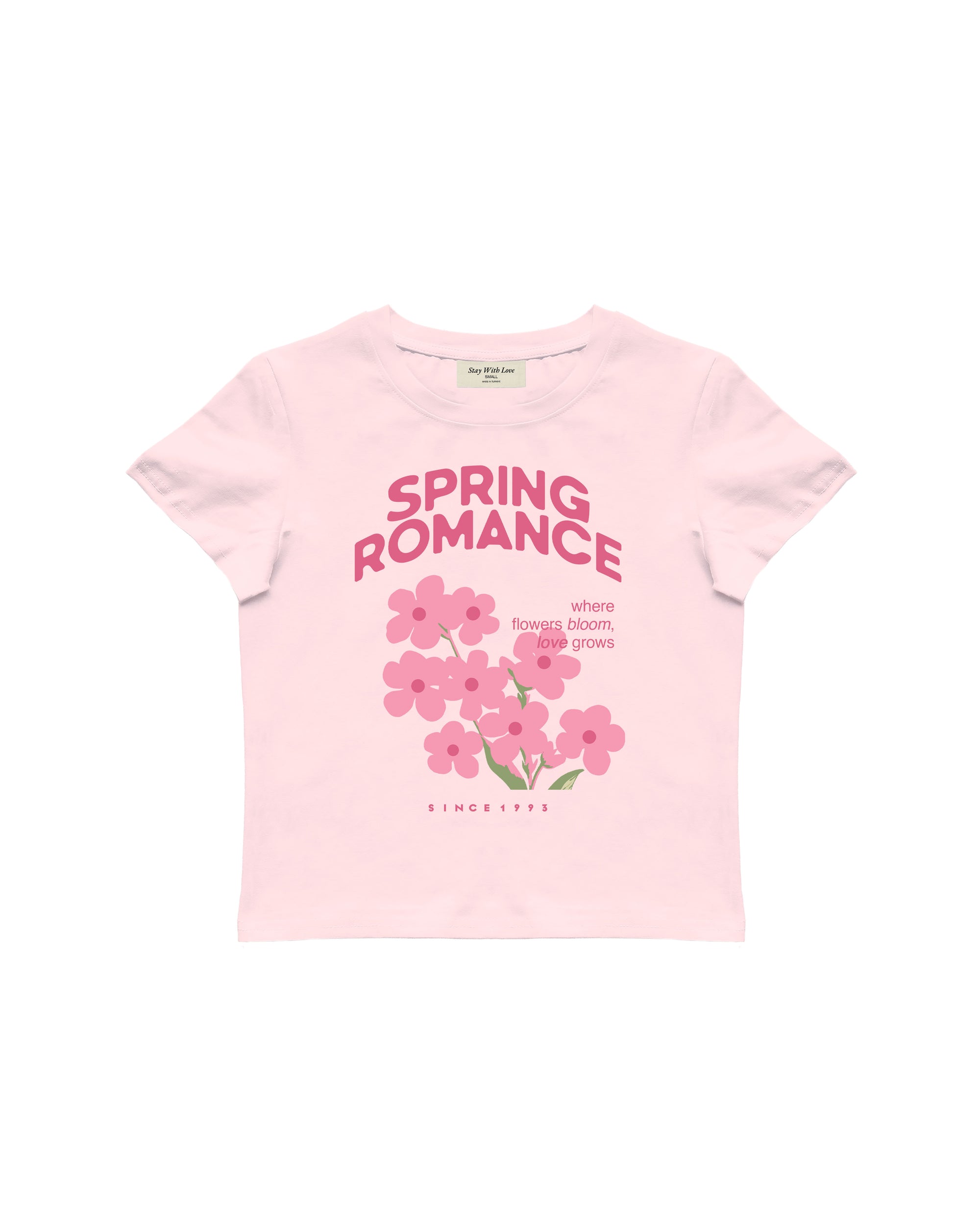 SPRING ROMANCE BABY TEE - S PEMBE