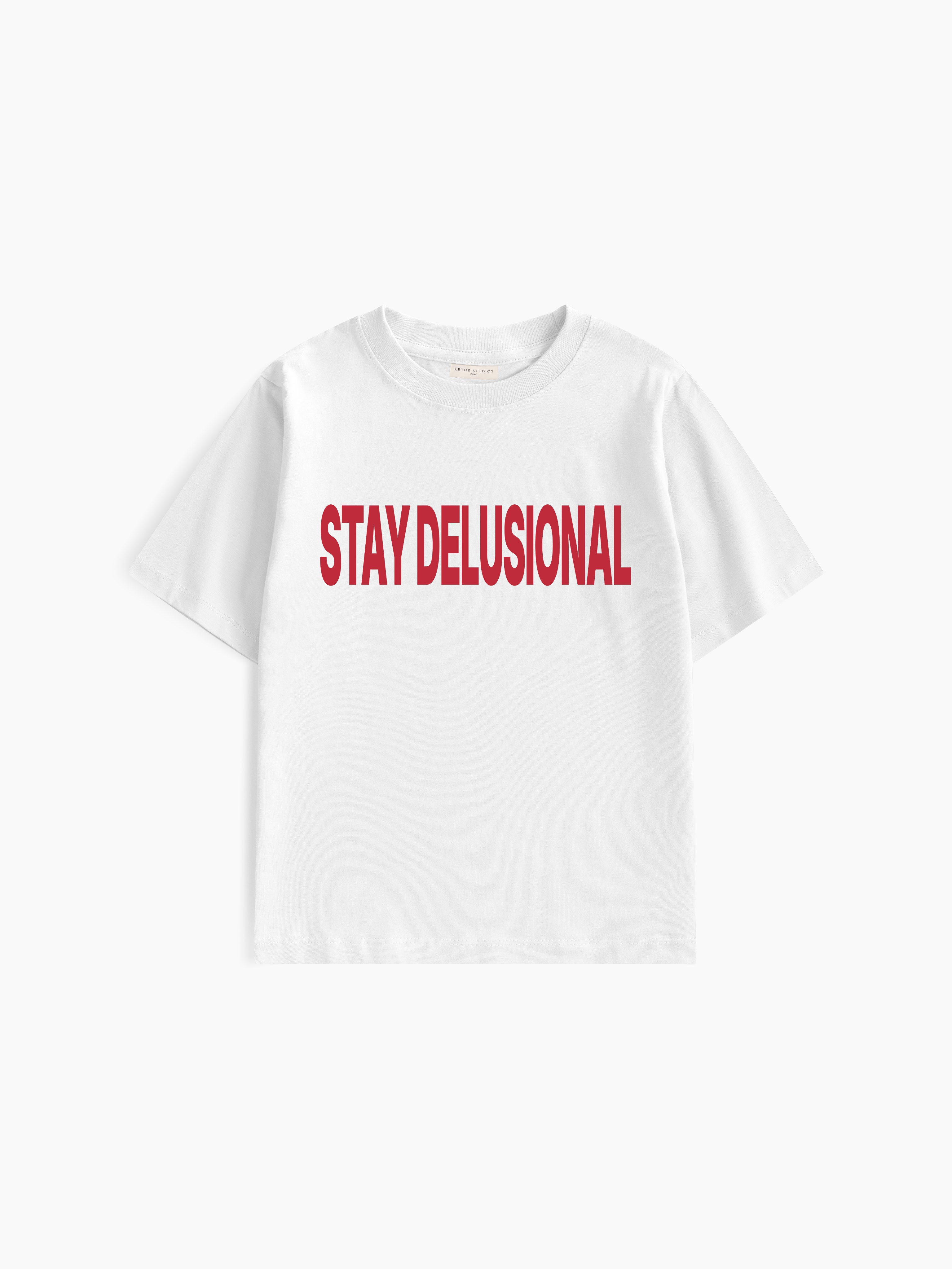 Stay Delusional Baby Tee - Ekru - Baby Tee - Lethe Studios