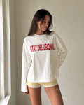 STAY DELUSIONAL UZUN KOLLU T-SHIRT - Ekru - Uzun Kollu T-Shirt - Lethe Studios