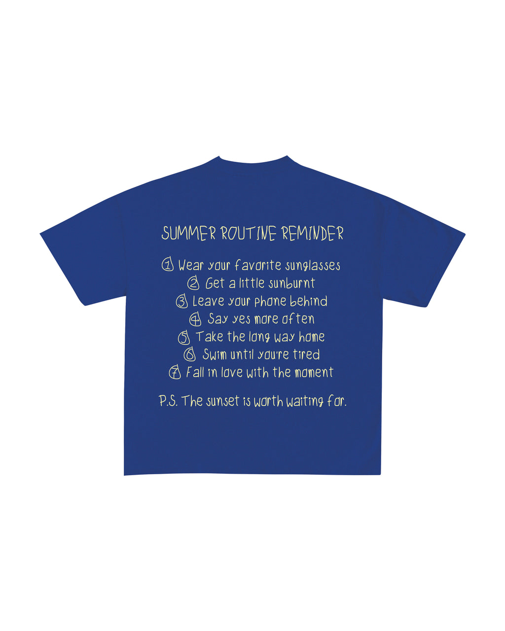 SUMMER ROUTINE REMINDER T-SHIRT - Saks Mavisi - Boxy Fit - Lethe Studios
