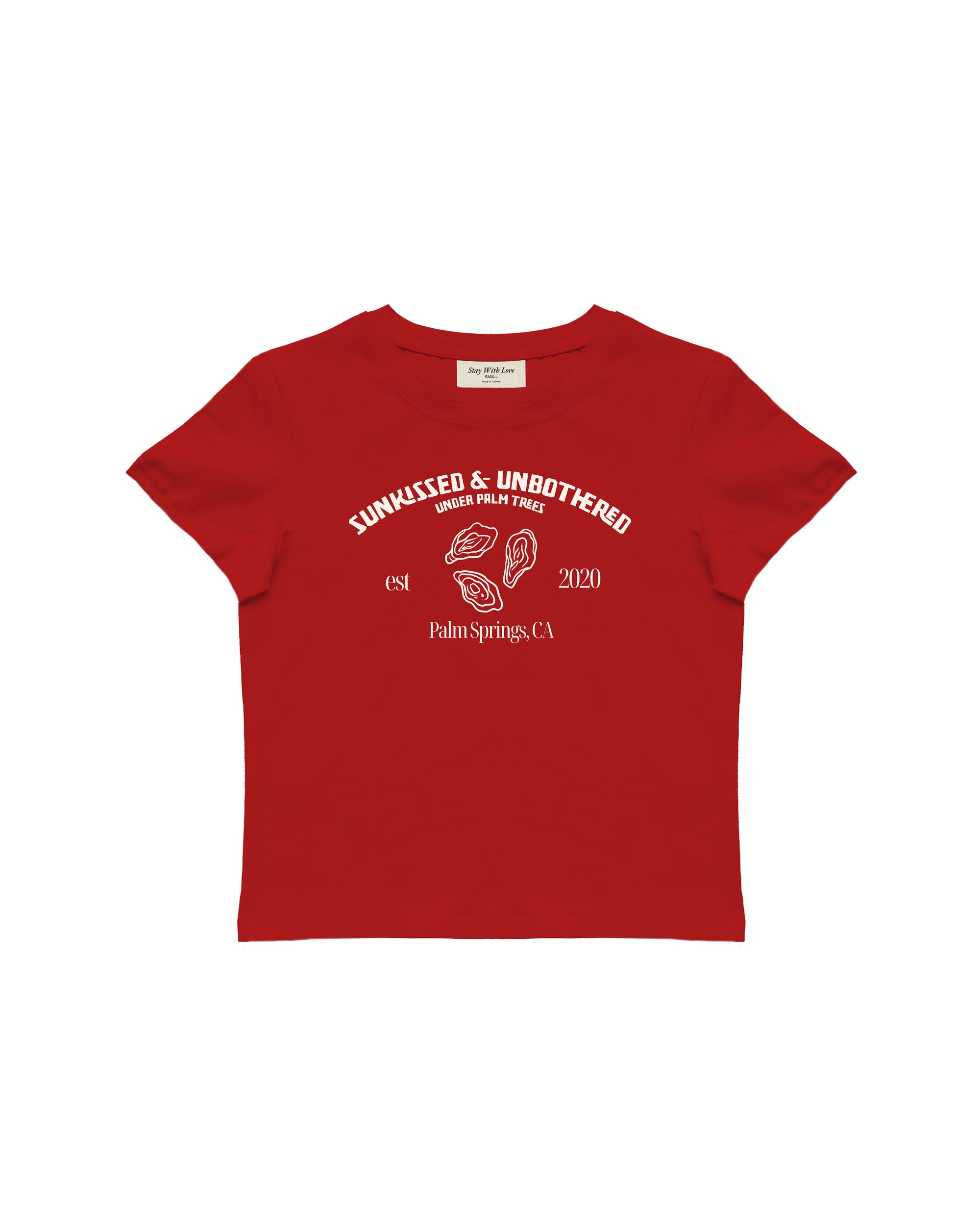 SUNKISSED & UNBOTHERED BABY TEE - M KIRMIZI