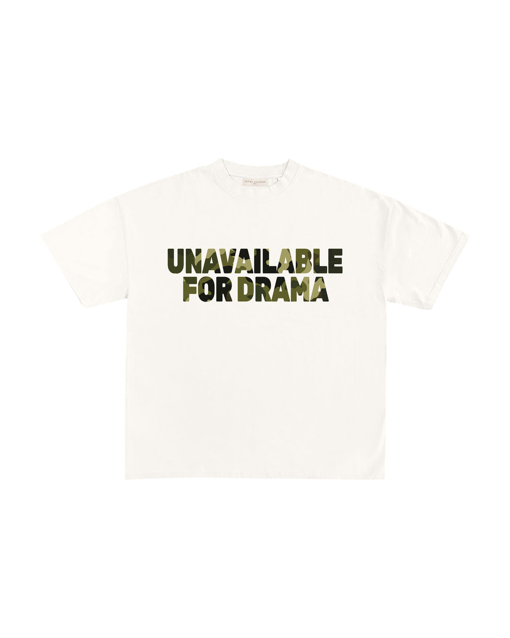 Unavailable For Drama T-Shirt - Ekru - Boxy Fit - Lethe Studios