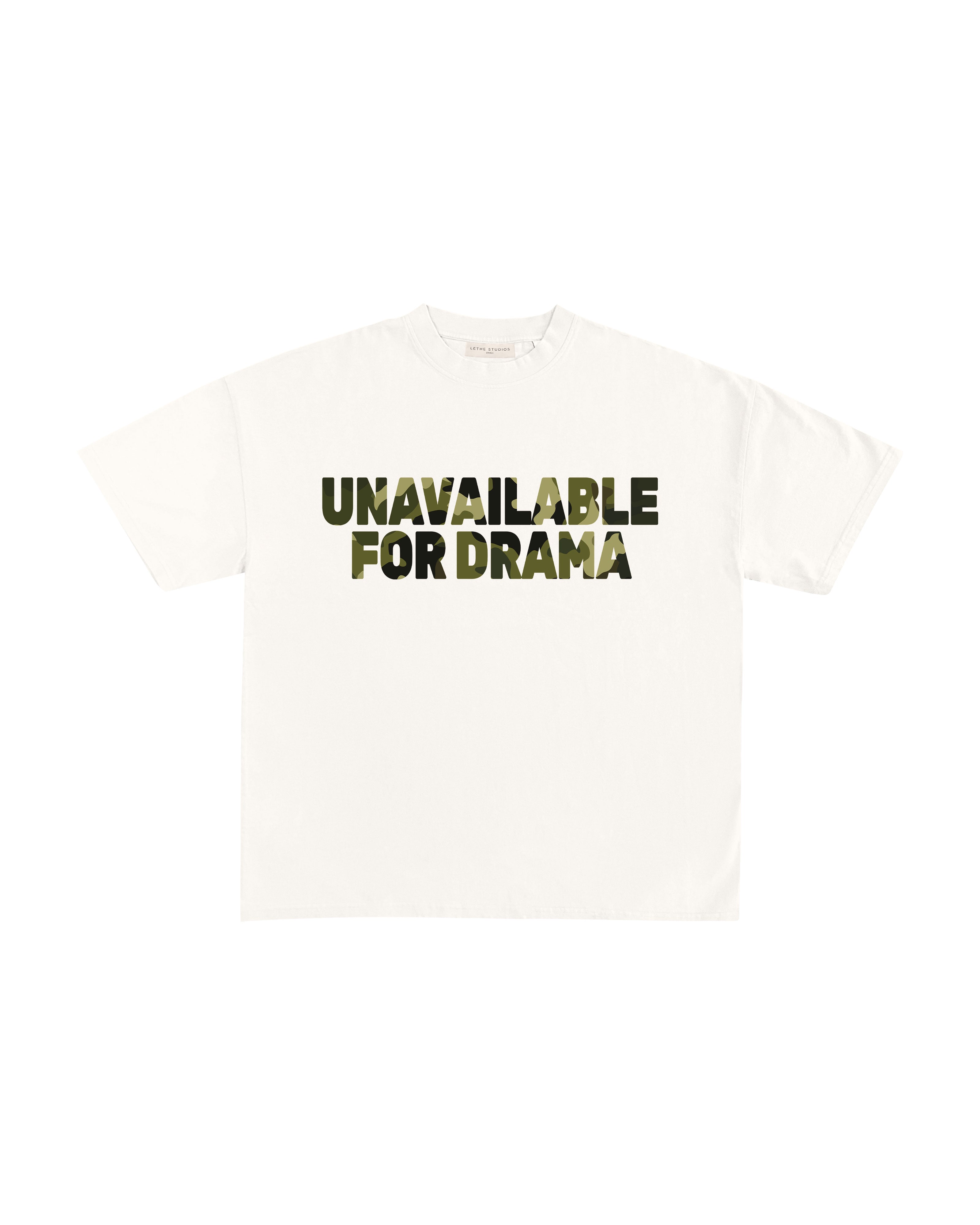 Unavailable For Drama T-Shirt - Ekru - Boxy Fit - Lethe Studios