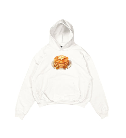 Aesthetic, waffle desenli, pinterest tarzı, günlük kullanıma uygun olarak pamuklu kumaştan üretilmiş oversize ekru renk hoodie.