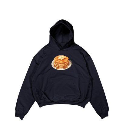 Aesthetic, waffle desenli, pinterest tarzı, günlük kullanıma uygun olarak pamuklu kumaştan üretilmiş oversize koyu lacivert renk hoodie.