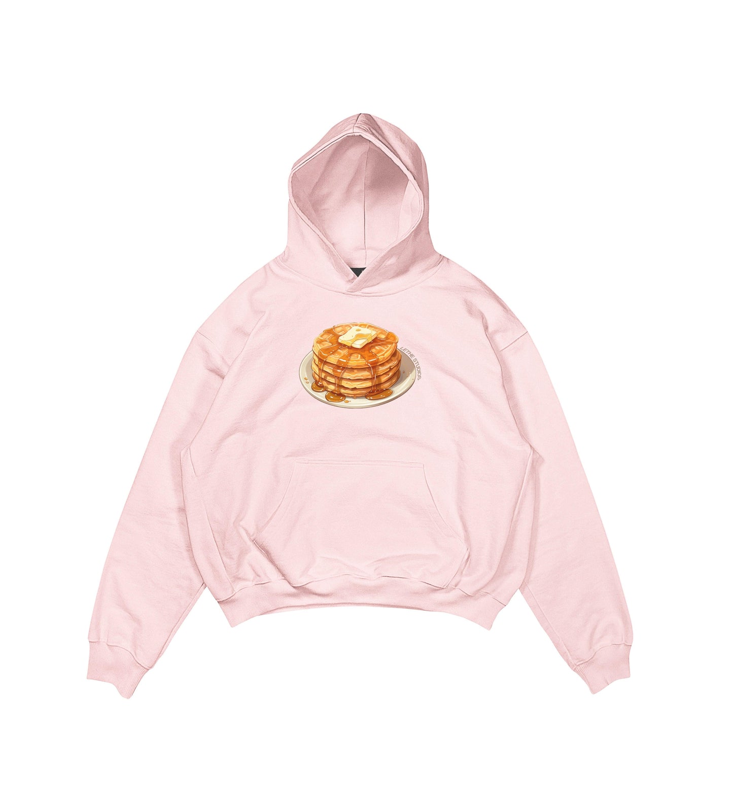 Aesthetic, waffle desenli, pinterest tarzı, günlük kullanıma uygun olarak pamuklu kumaştan üretilmiş oversize pembe renk hoodie.