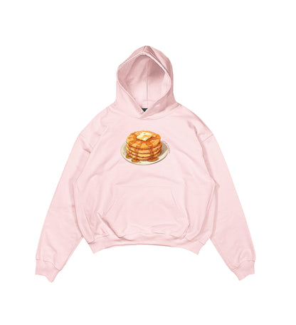 Aesthetic, waffle desenli, pinterest tarzı, günlük kullanıma uygun olarak pamuklu kumaştan üretilmiş oversize pembe renk hoodie.